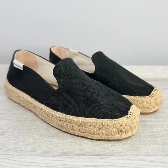 Like New! Soludos Platform Smoking Slippers Black canvas Espadrilles size 6.5 - Picture 12 of 14
